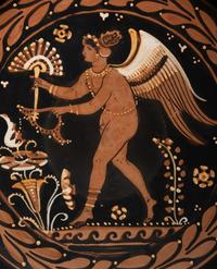 An Apulian Red-Figured Plate with Striding Eros