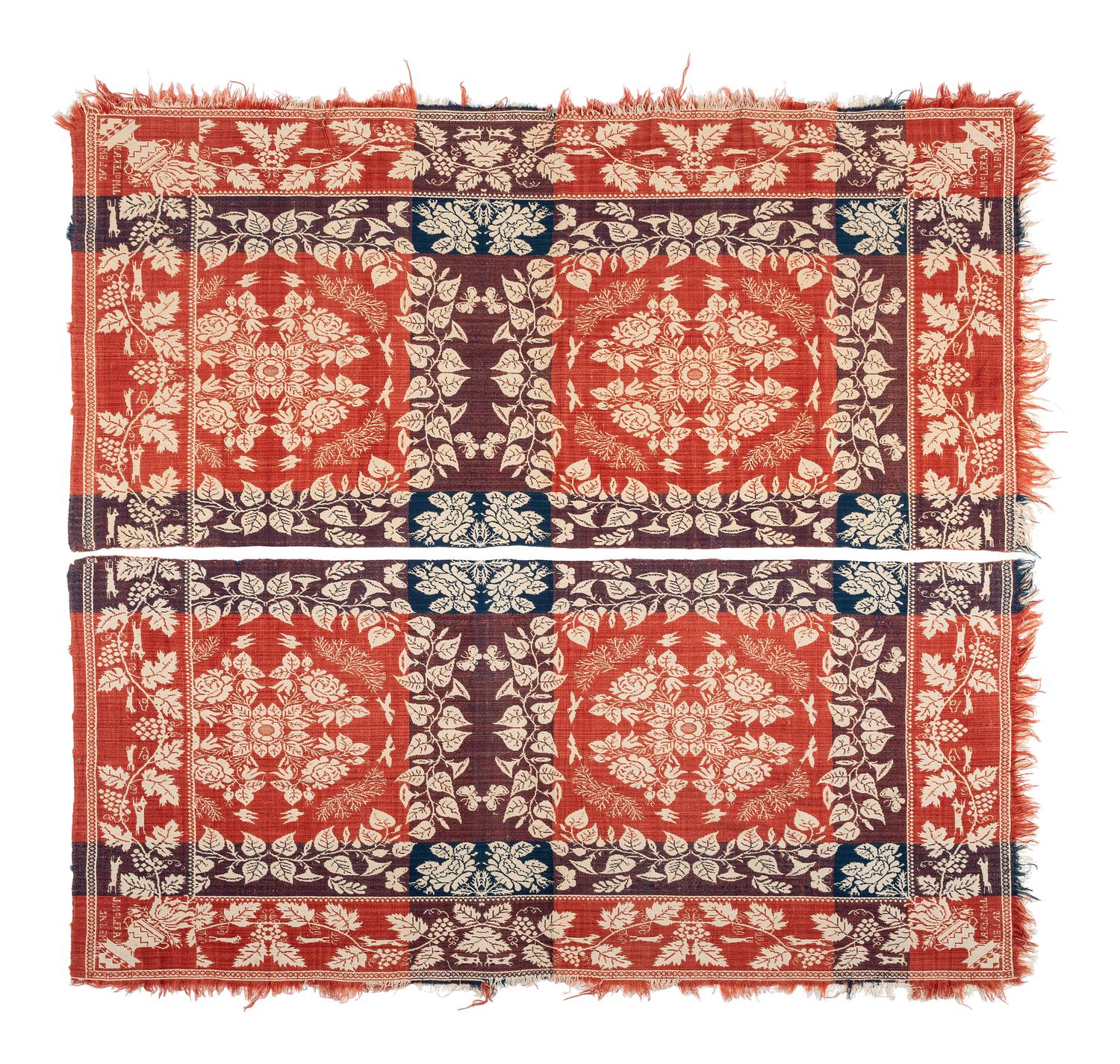 Two Jacquard Woven Coverlets