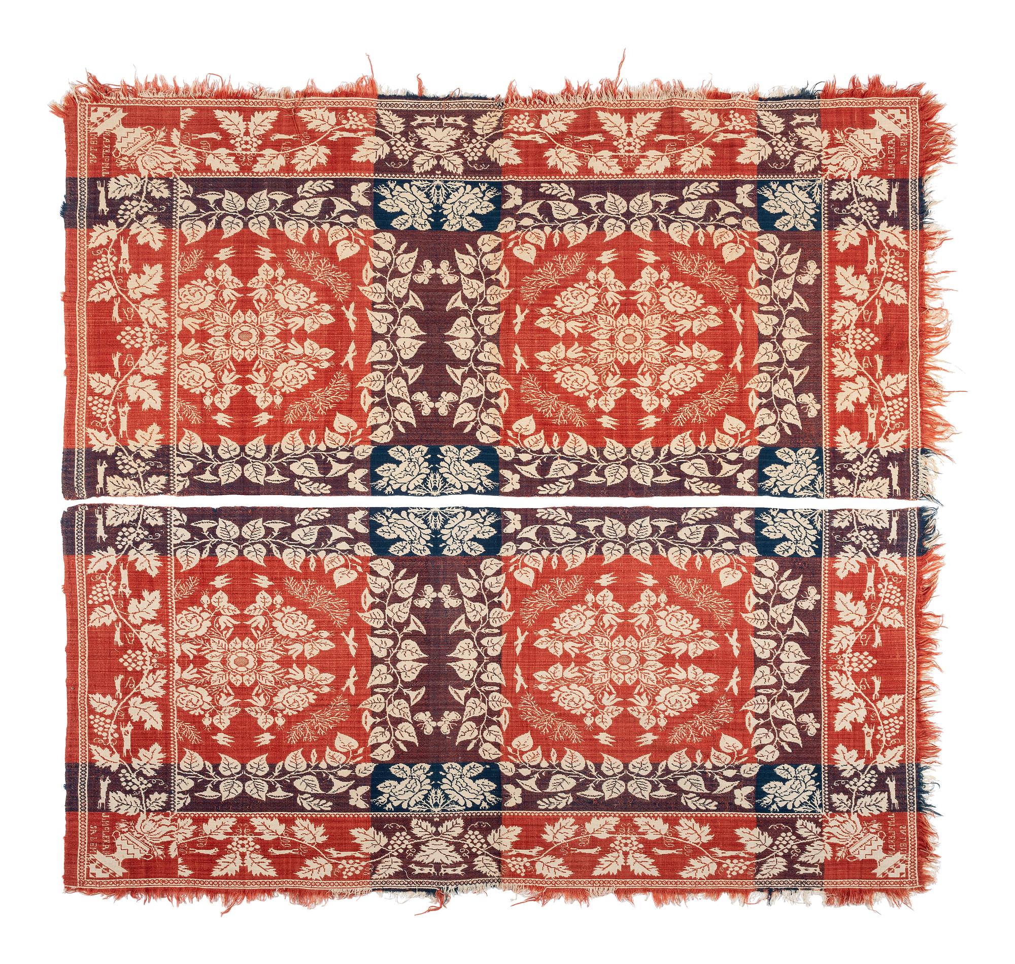 Two Jacquard Woven Coverlets