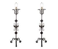 A Pair of Italian Wrought Iron Scrollwork Based Floor Lamps — 19th/20th Century