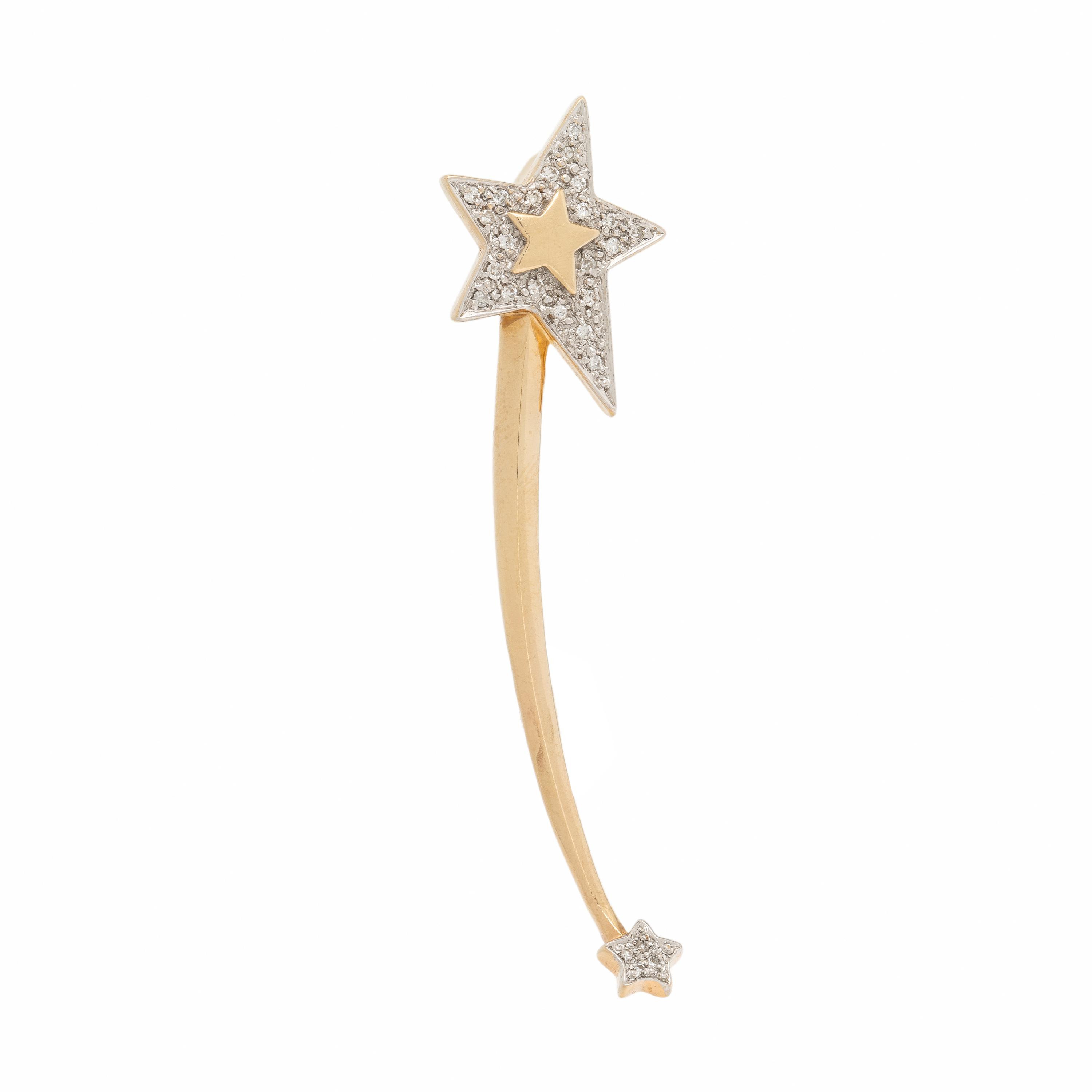 Diamond and Yellow Gold Shooting Star Brooch