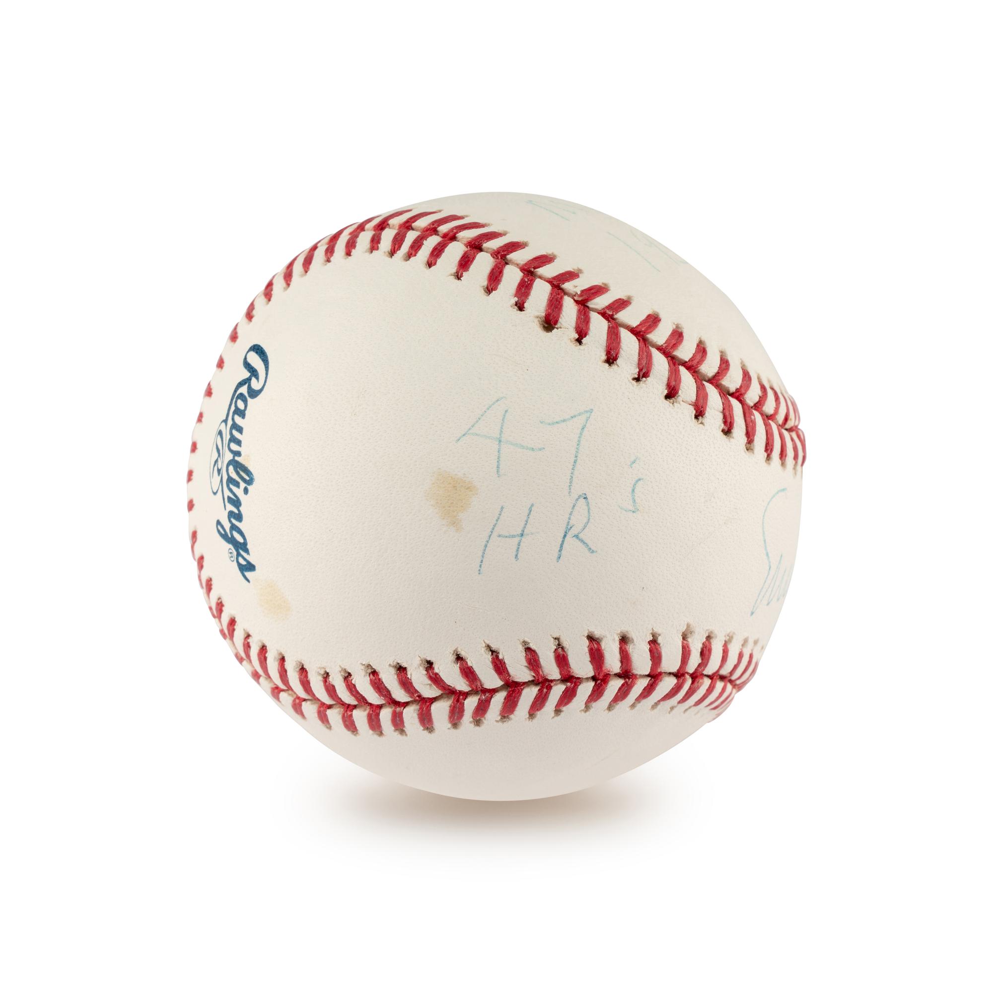 An Ernie Banks 1958 Season Stat Inscribed Signed Autograph Baseball (Beckett Authentication Services)