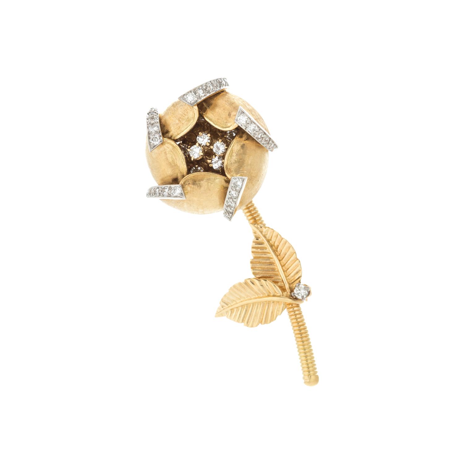 HAMMERMAN BROTHERS, DIAMOND EN TREMBLANT FLOWER BROOCH