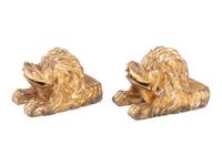 A Pair of Continental Carved Giltwood Lion Wall Brackets