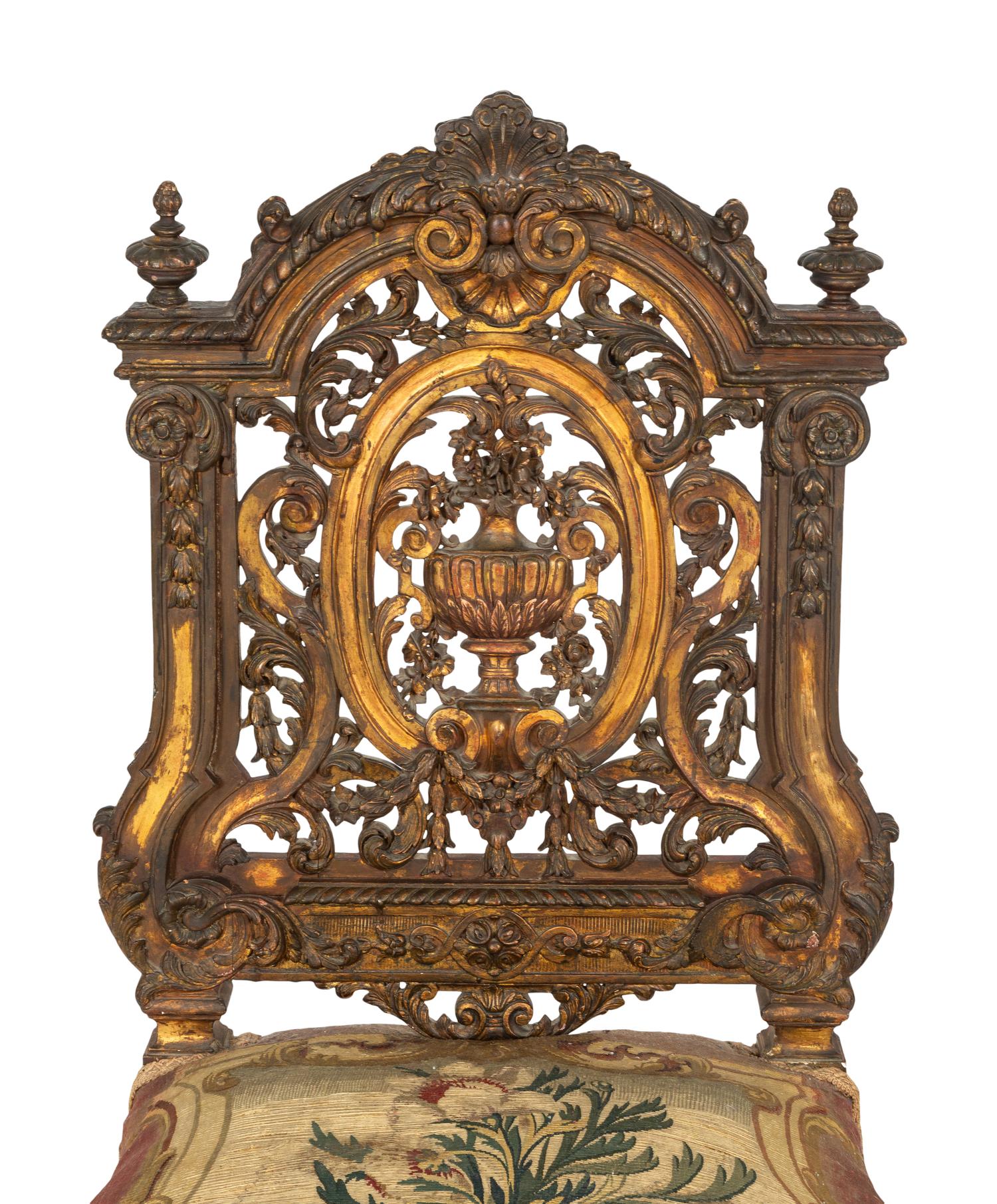 A Fine Louis XIV Tapestry-Upholstered Giltwood Side Chair from the Tuileries Palace