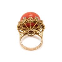 CORAL AND DIAMOND RING