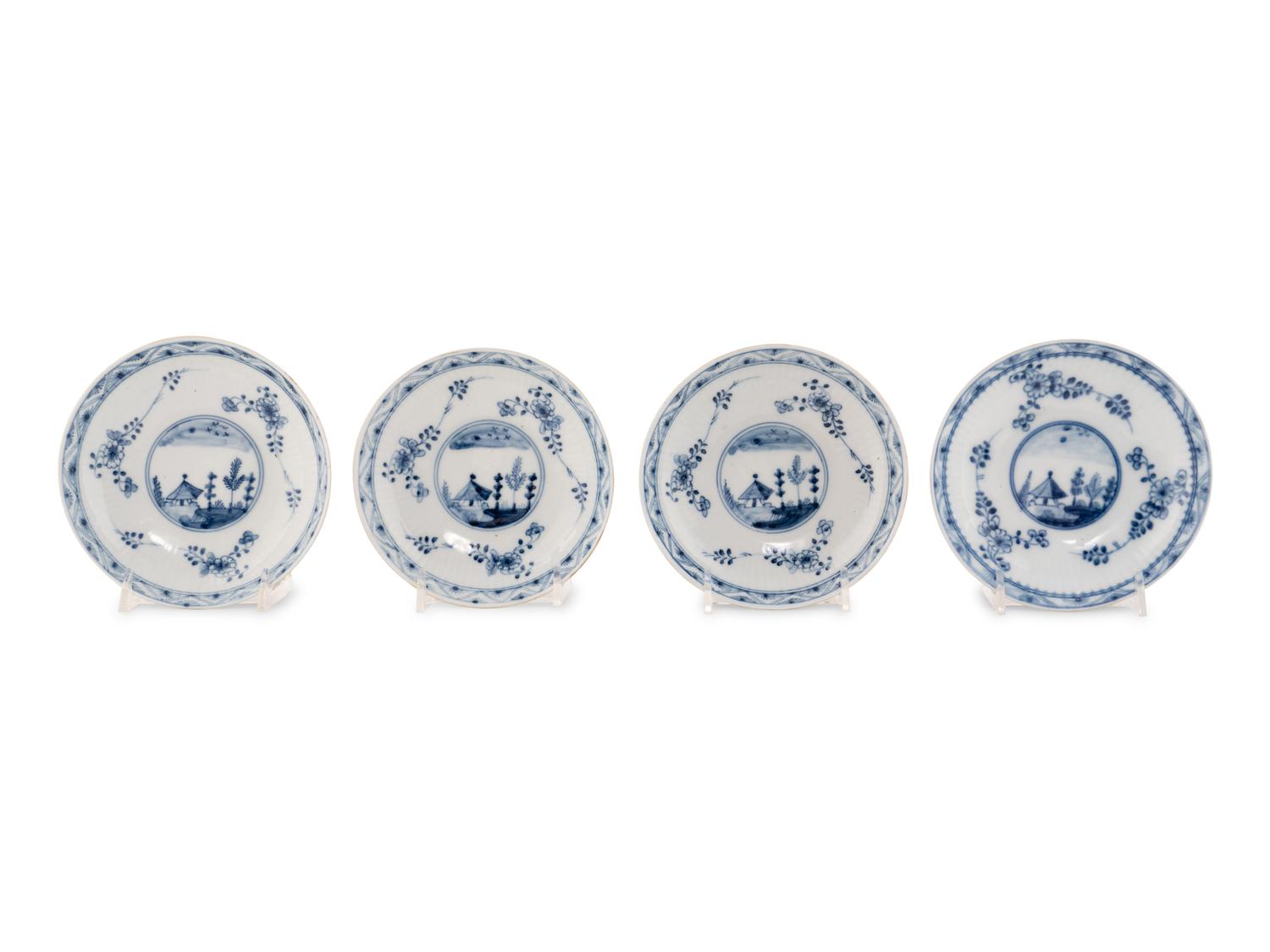 A Set of Four Continental Porcelain Saucers