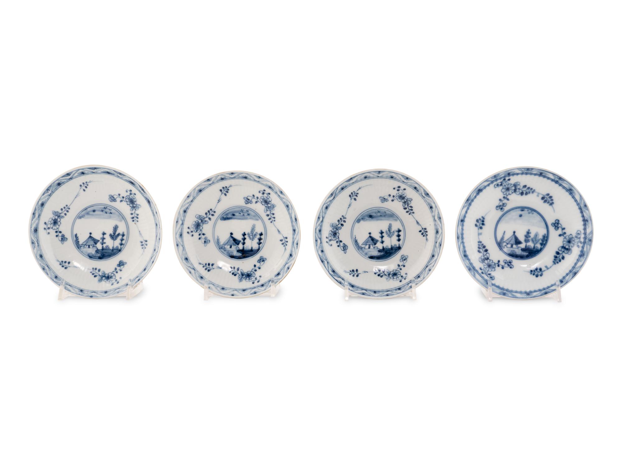 A Set of Four Continental Porcelain Saucers