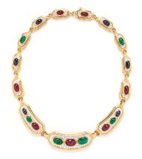 An 18 Karat Yellow Gold, Platinum, Diamond and Multigem Necklace, David Webb, 78.90 dwts.