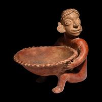 A Jalisco Seated Figure with Offering Bowl