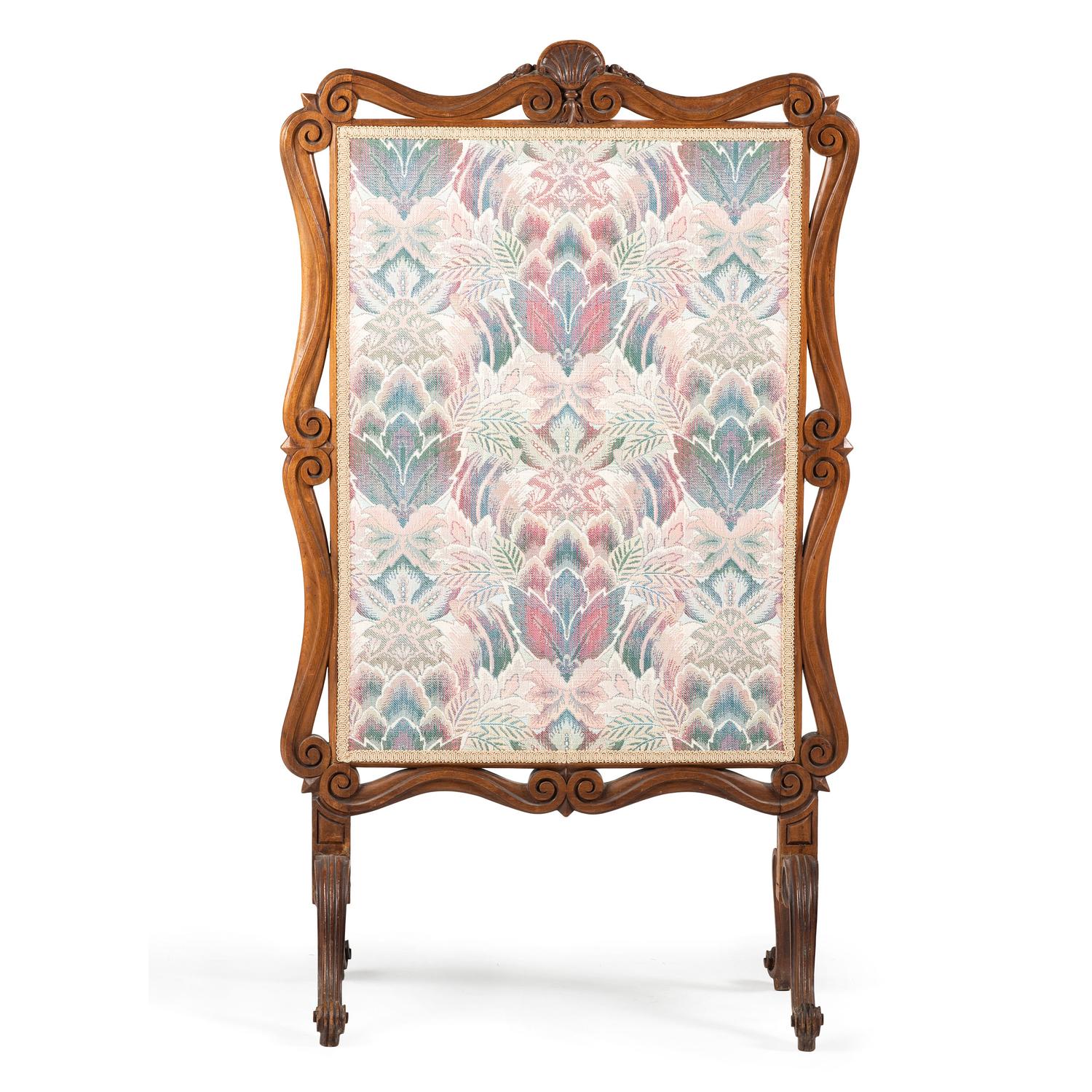 A Carved Victorian Fire Screen in Walnut