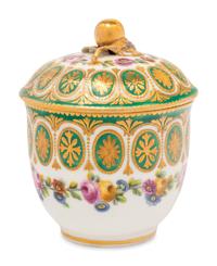 A Sèvres Green-Ground Porcelain Sugar Bowl and Cover ( Pot à Sucre 'Bouret' et son Couvercle, 2ème Grandeur )