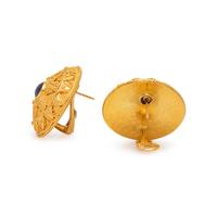 YELLOW GOLD AND SAPPHIRE EARCLIPS
