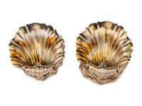A Pair of George IV Silver-Gilt Shell Form Master Salts