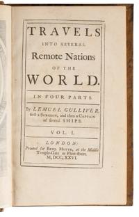 SWIFT, Jonathan (1667-1745). Travels Into Several Remote Nations of the World. In four parts. By Lemuel Gulliver ... London: Printed for Benj. Motte, 1726.