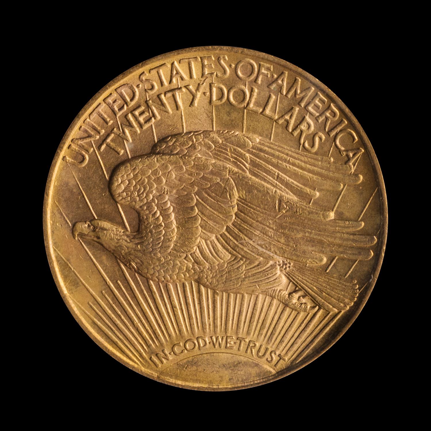 A United States 1908-D St. Gaudens: Motto $20 Gold Coin