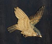 A Chinese Lacquered and Hardstone Inset Two-Panel Floorscreen