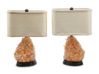 A Pair of Rock Crystal Mounted Table Lamps