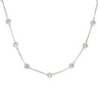 White Gold and Diamond Station Necklace