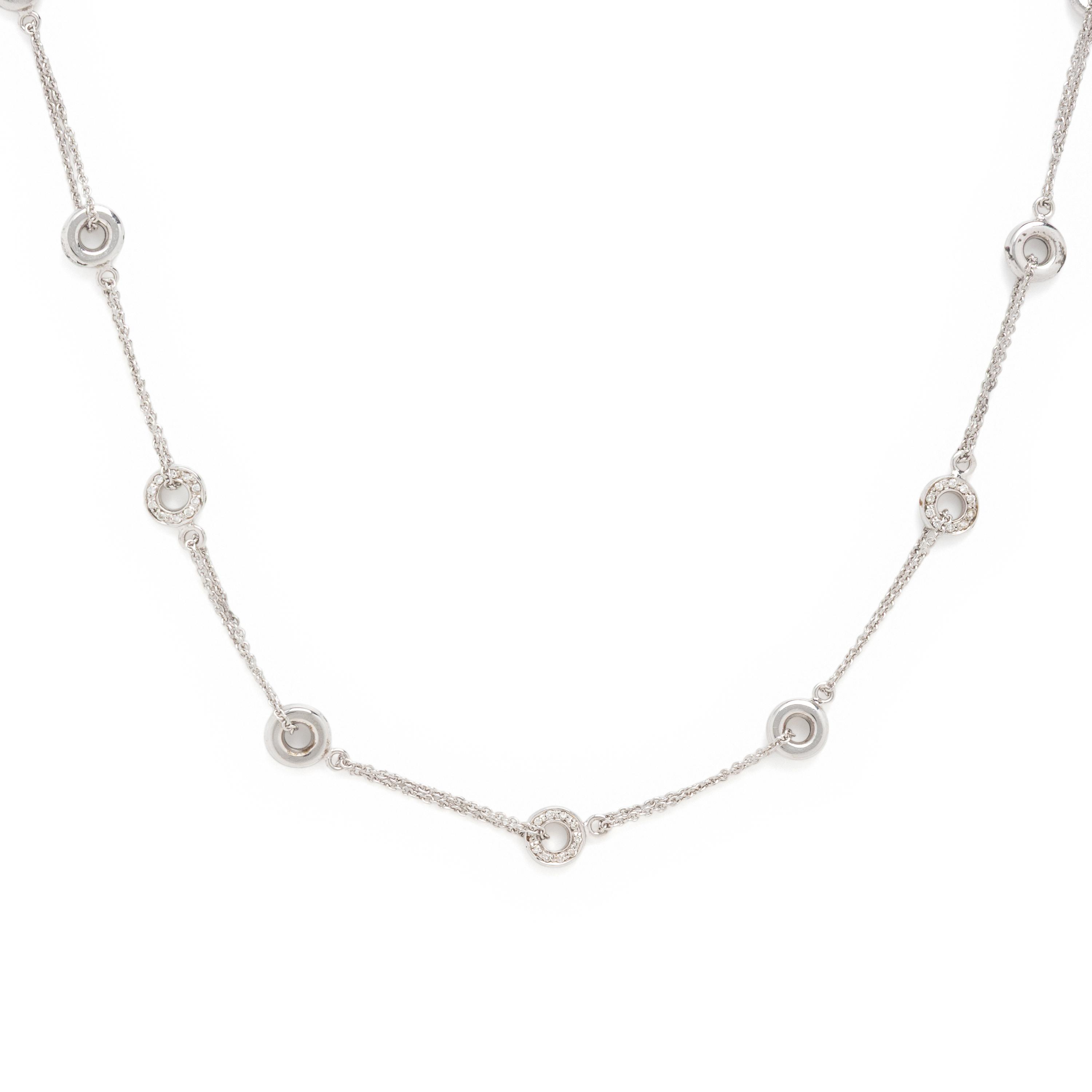White Gold and Diamond Station Necklace