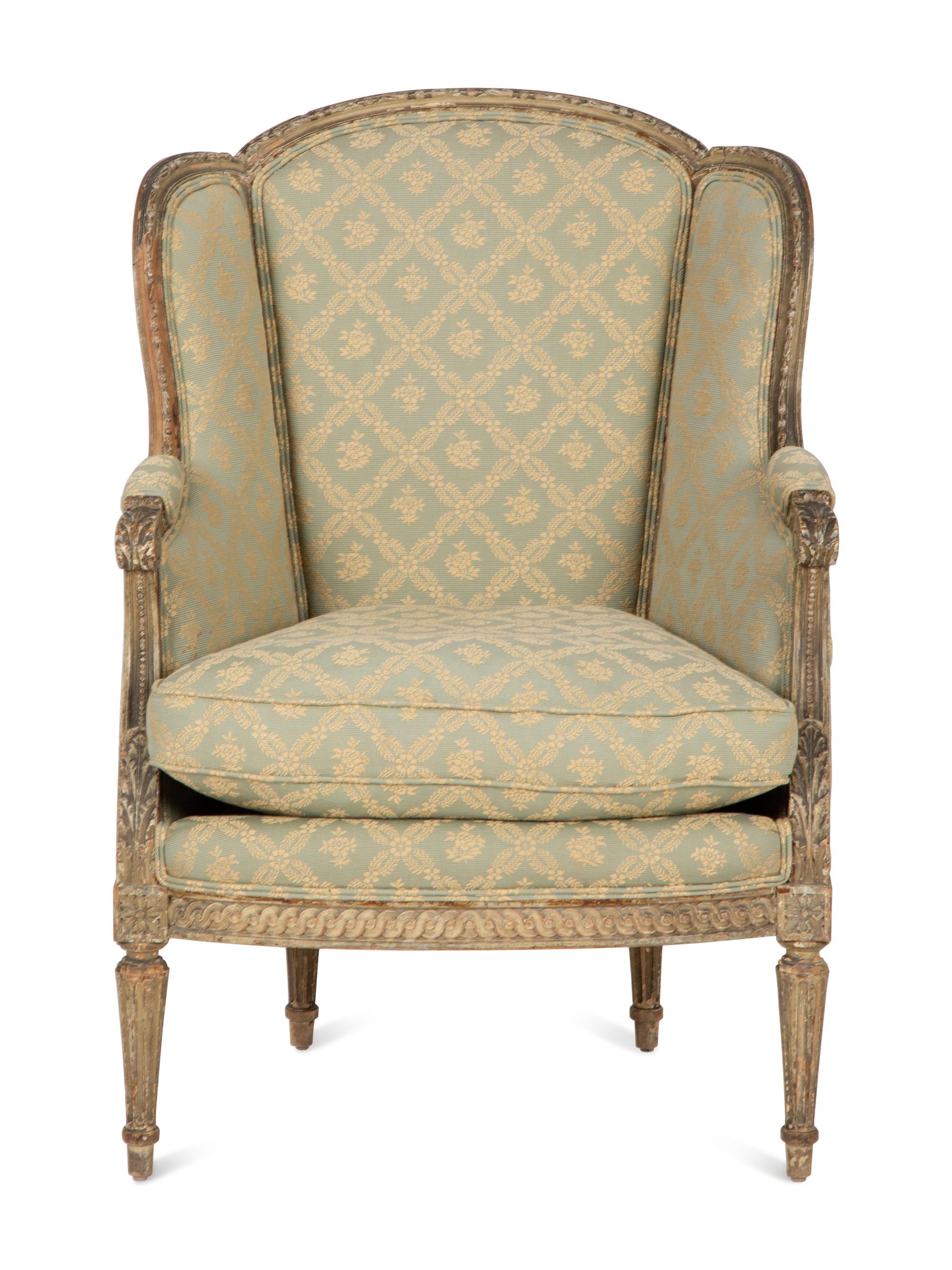 A Louis XVI Style Painted Bergère