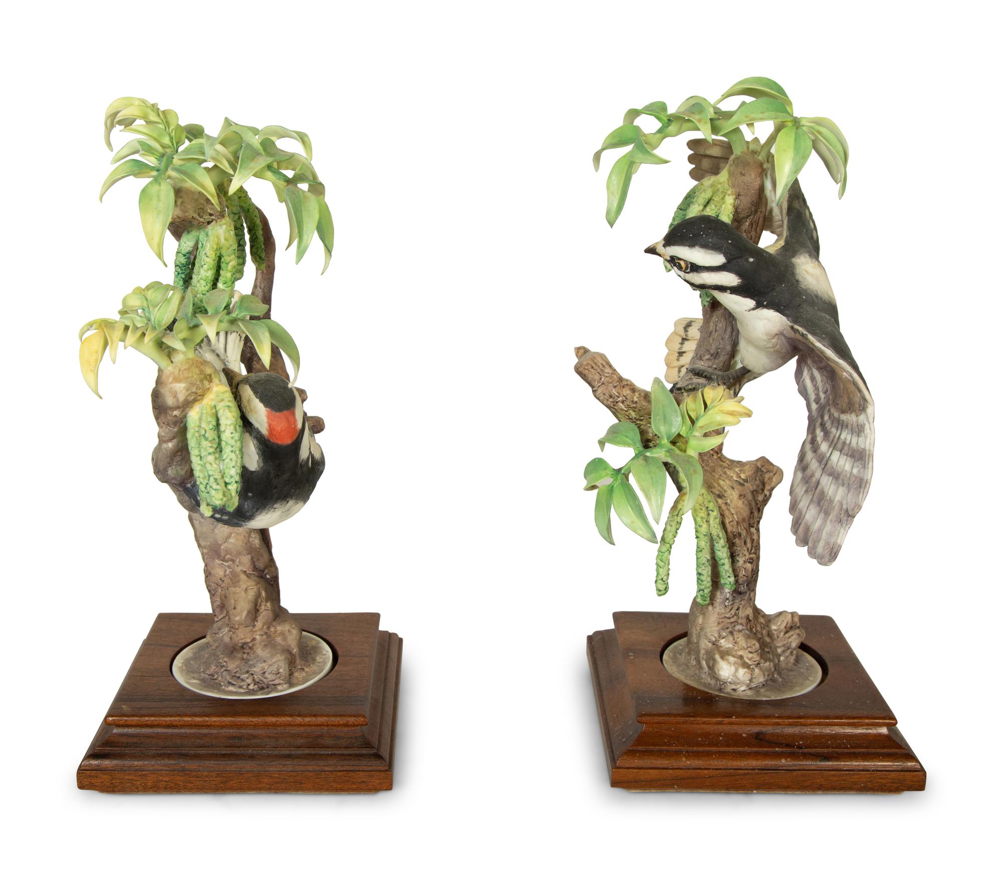 A Pair of Royal Worcester Dorothy Doughty Porcelain Birds