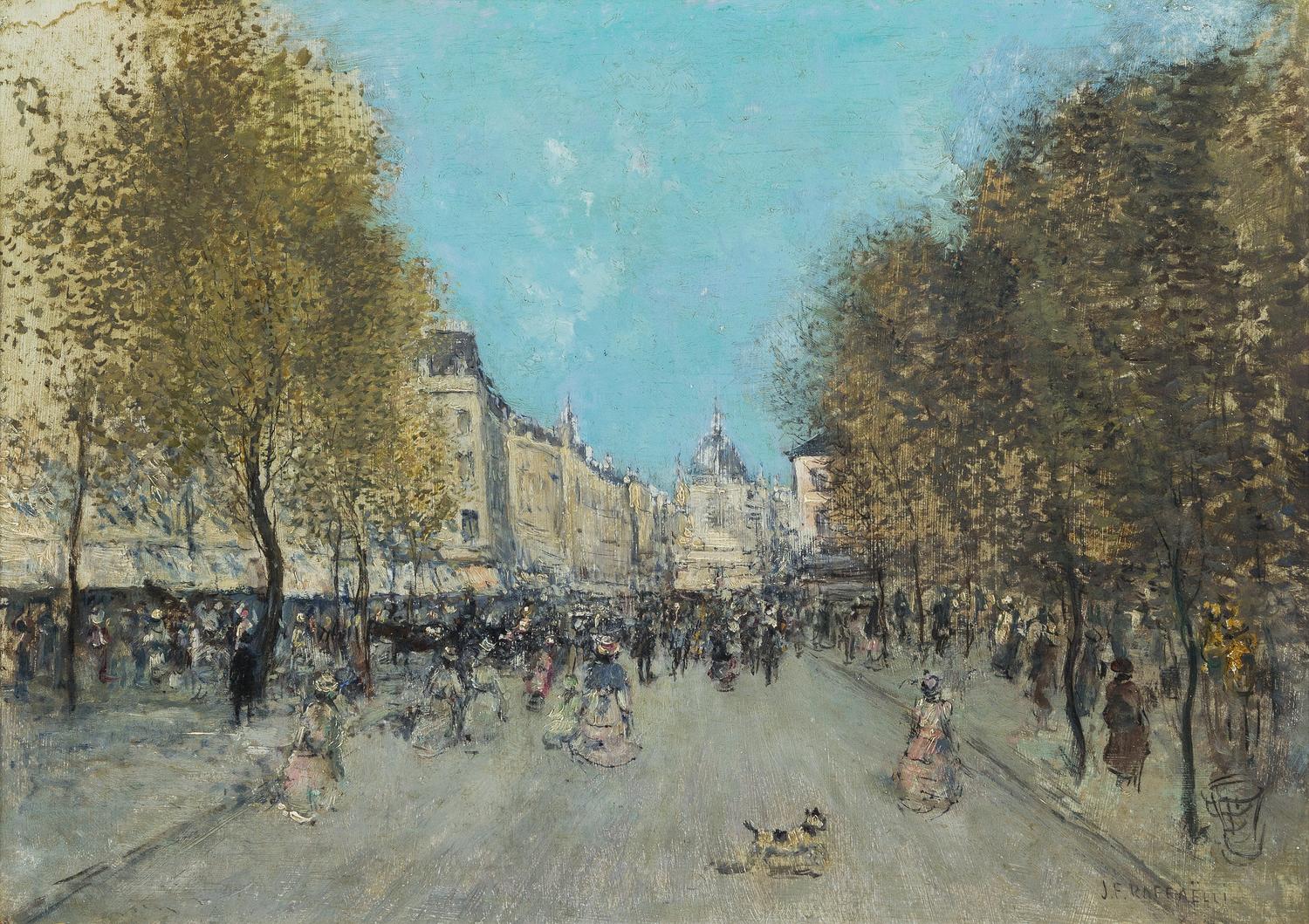 Jean Francois Raffaelli, (French, 1850-1924), Bustling Parisian Street