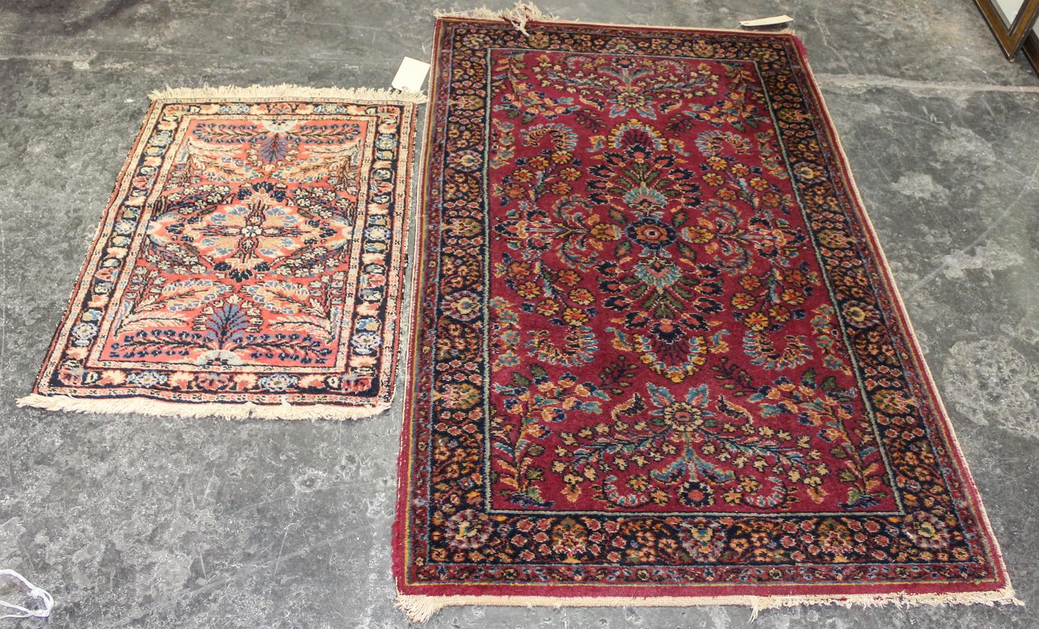 Two Sarouk Mats 60 1/2 x 34 1/4 inches (of largest). — 20TH CENTURY