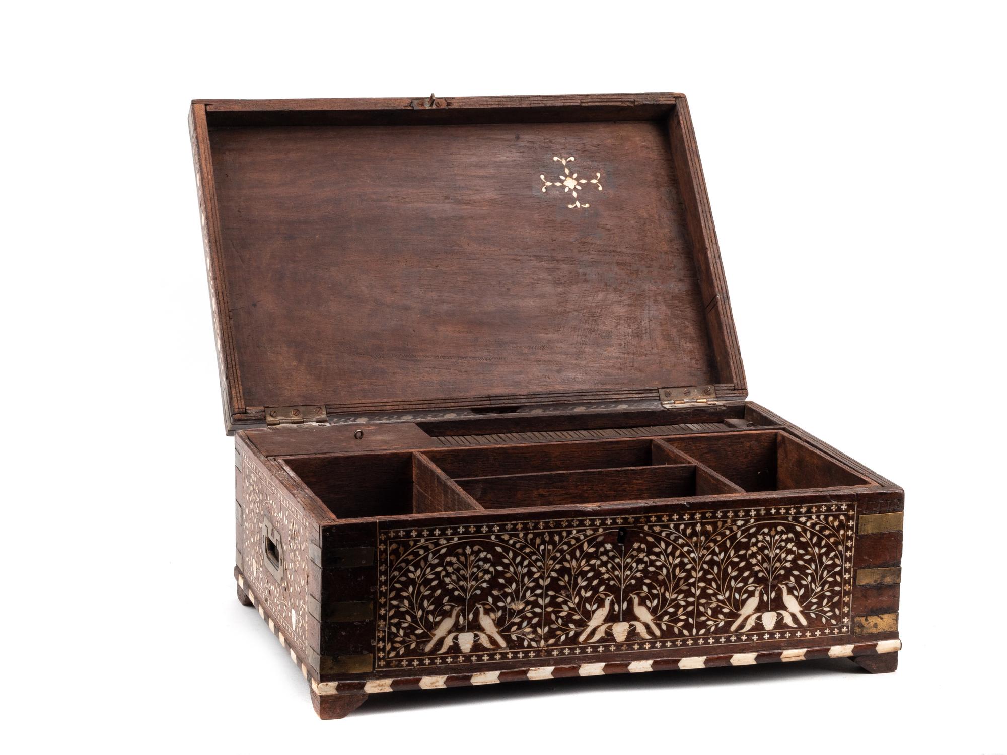 A Large Anglo-Colonial Bone-Inlaid Table Casket