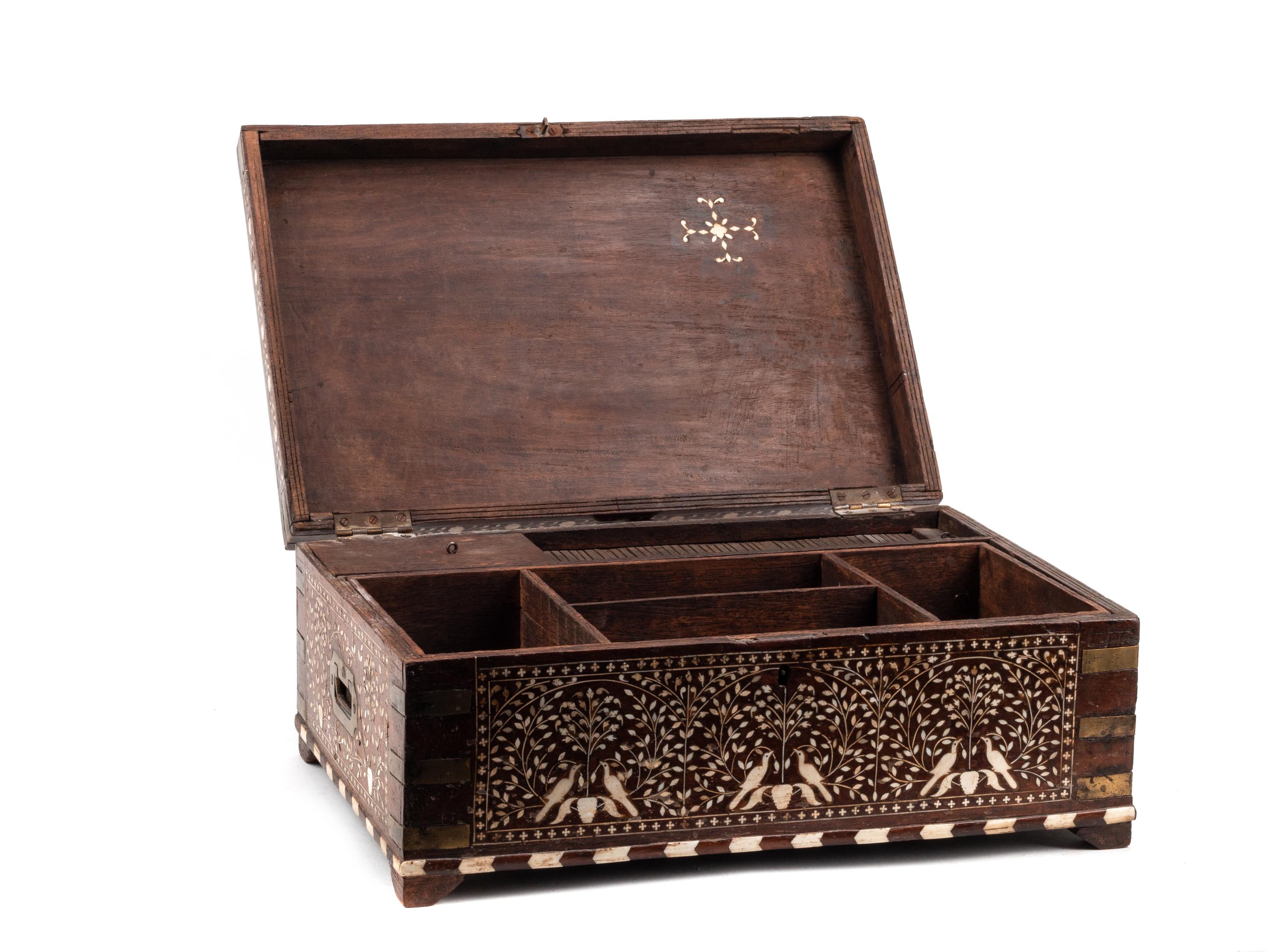 A Large Anglo-Colonial Bone-Inlaid Table Casket