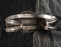 Navajo Stamped Silver and Turquoise Cuff Bracelet