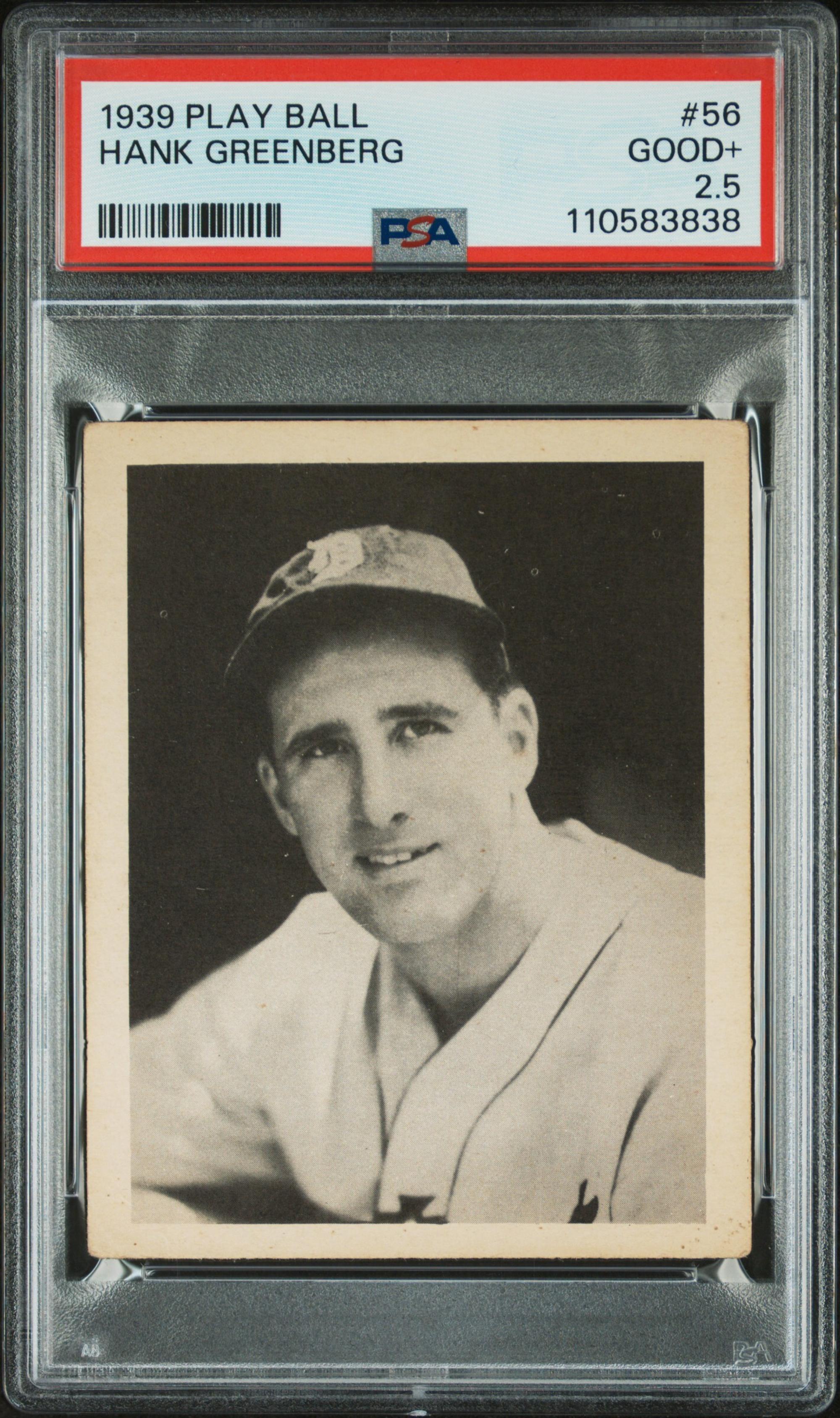 A 1939 Hank Greenberg Play Ball Baseball Card No. 56 (PSA 2.5 GOOD+)