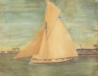 American School 19th / 20th Century, A Drawing of an American Sloop