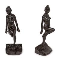 A Pair of Cast Metal Figural Bookends