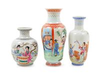 Three Chinese Famille Rose Porcelain Vases