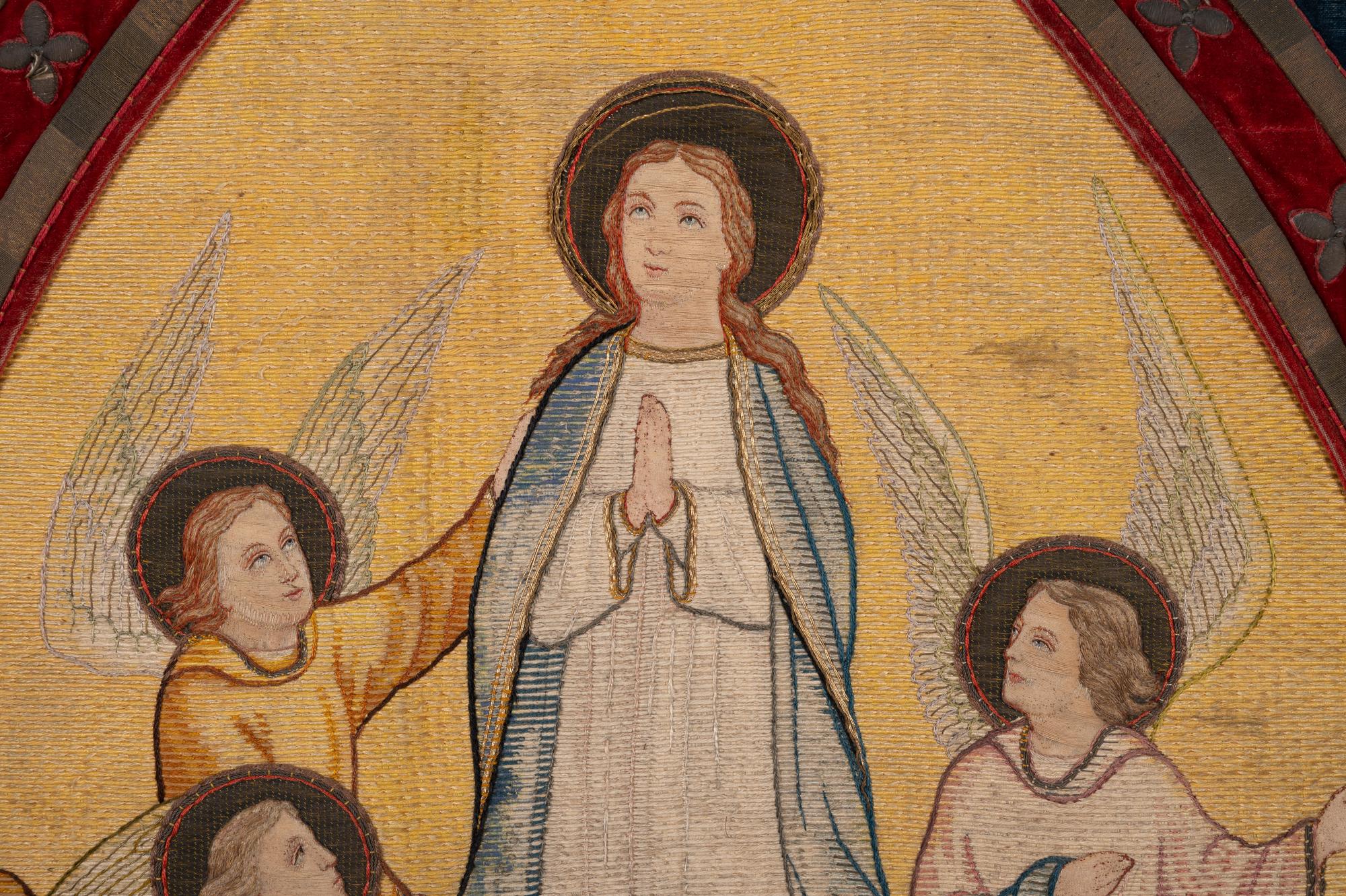 A French Metallic Thread Embroidered Banner