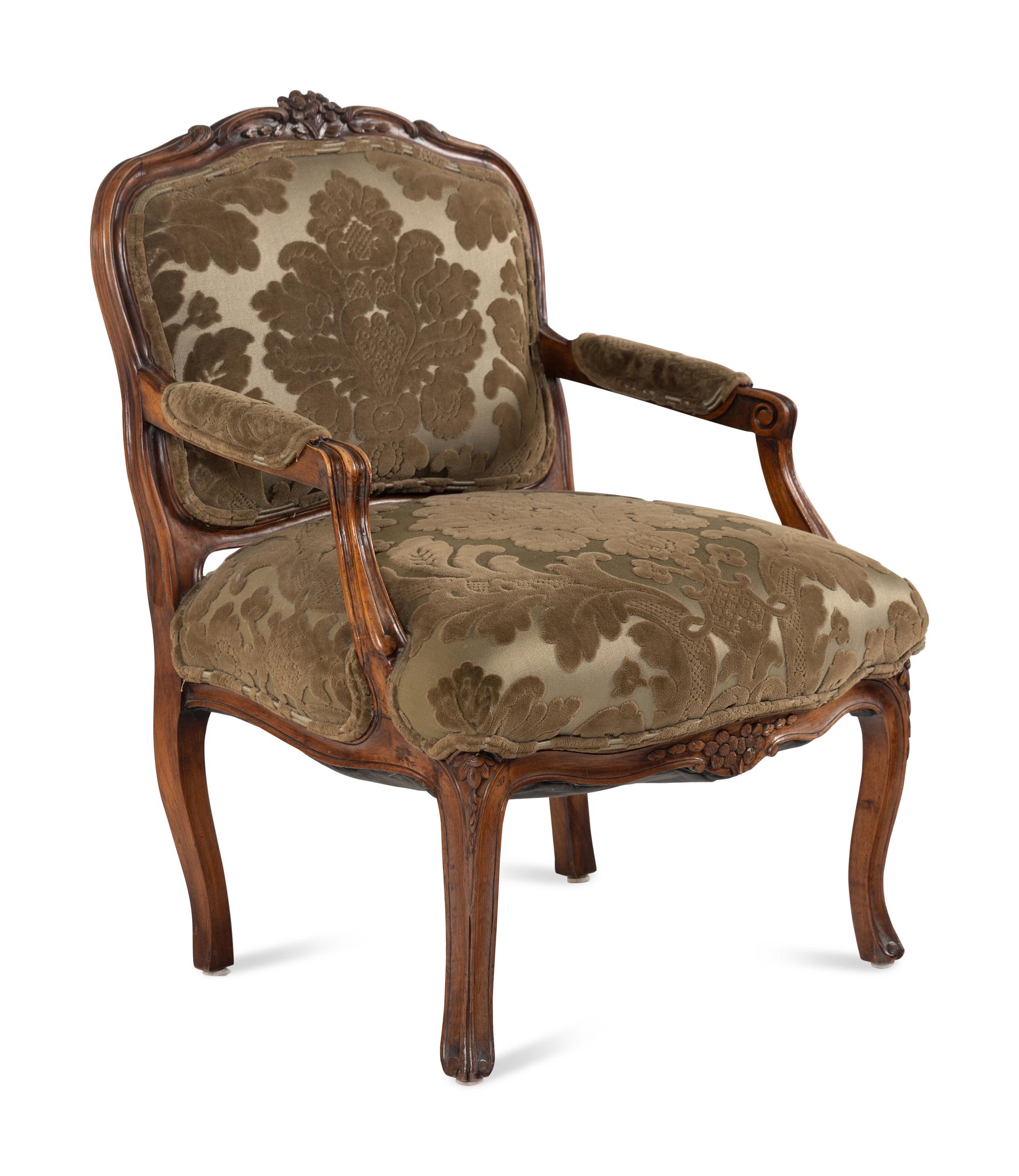 A Louis XV Style Walnut Fauteuil
