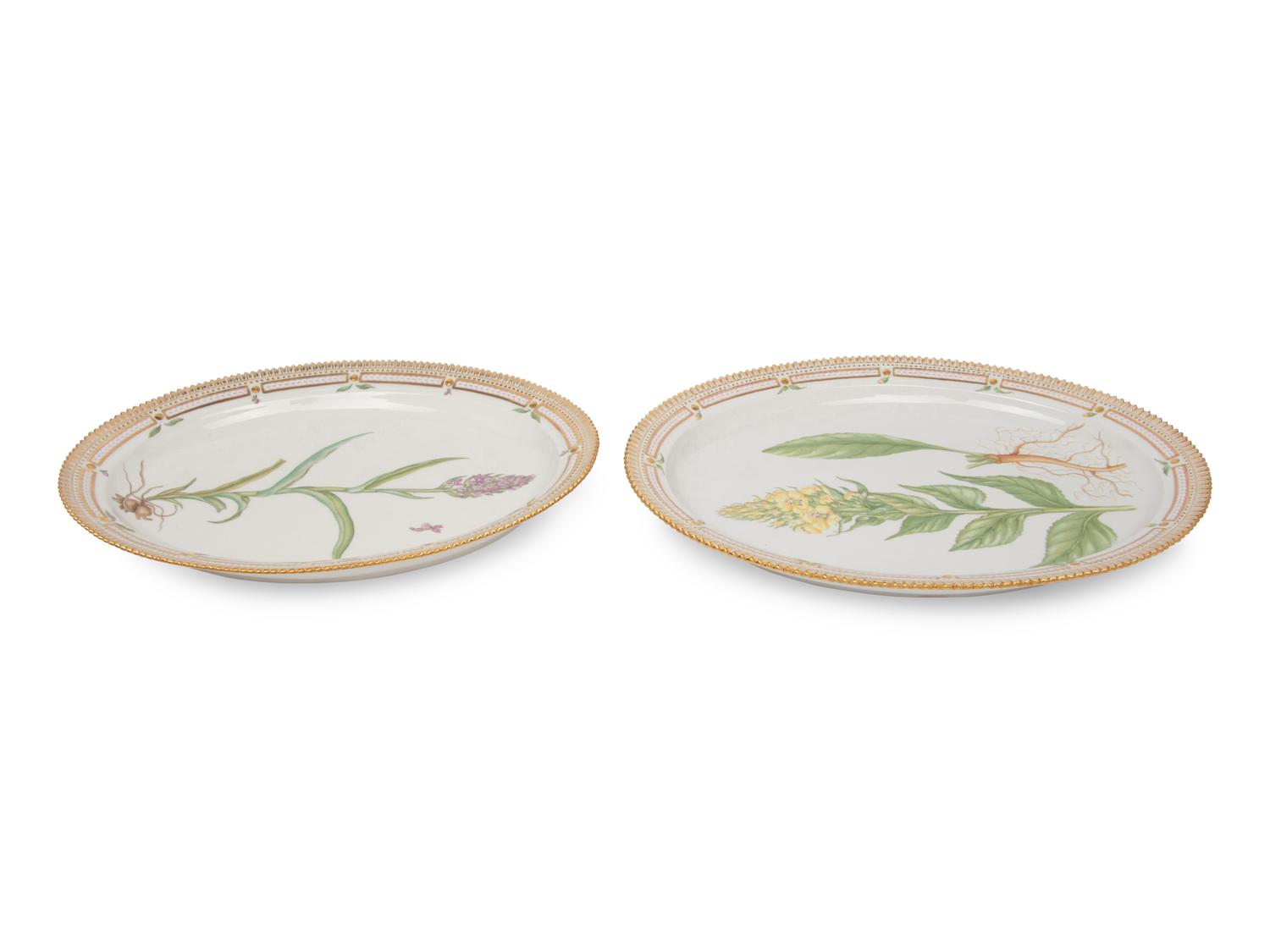 Two Royal Copenhagen Flora Danica Porcelain Serving Platters