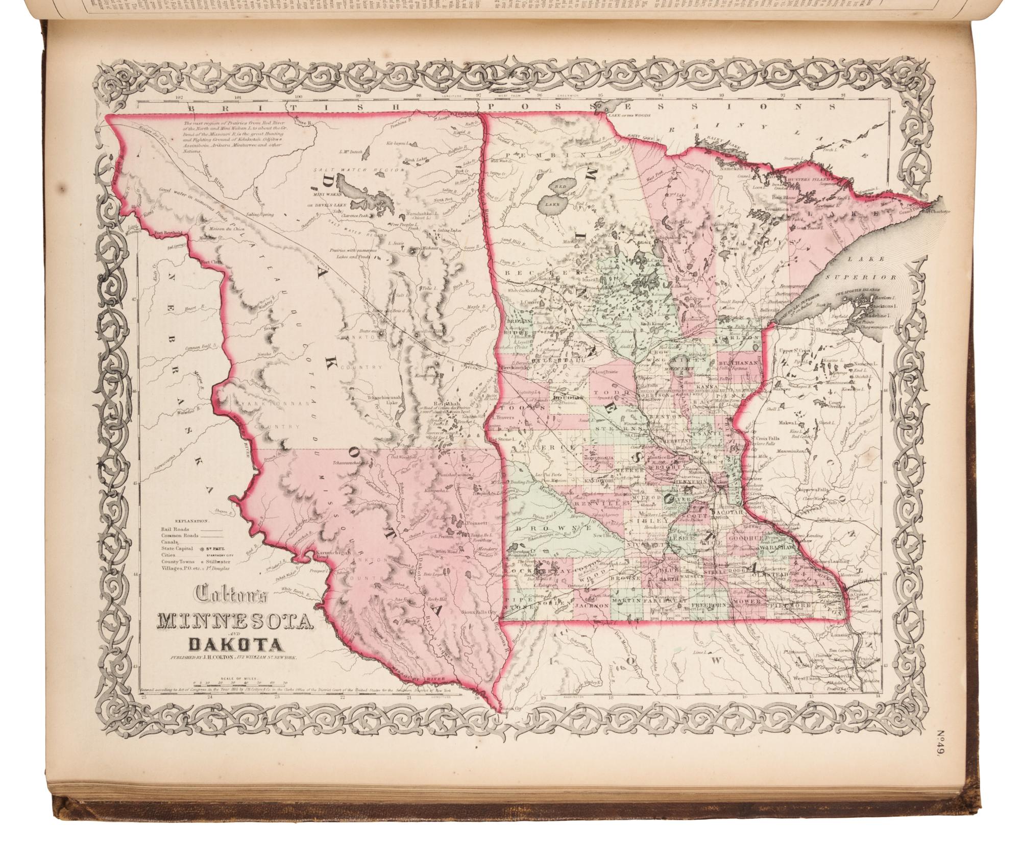 COLTON, Joseph Hutchins (1800-1893). Colton's General Atlas.. New York: J.H. Colton, 1861.