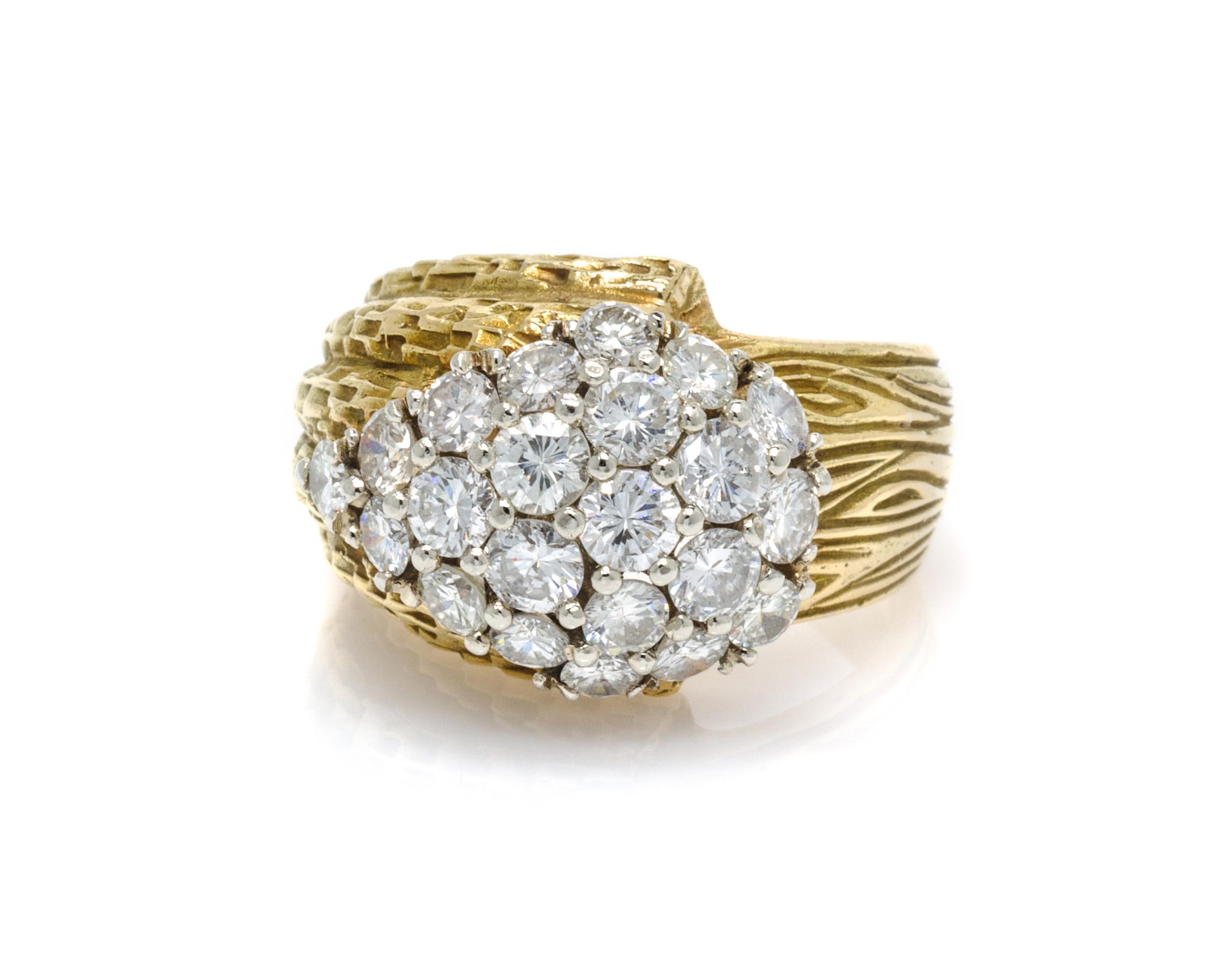 An 18 Karat Yellow Gold and Diamond Ring, 8.10 dwts.