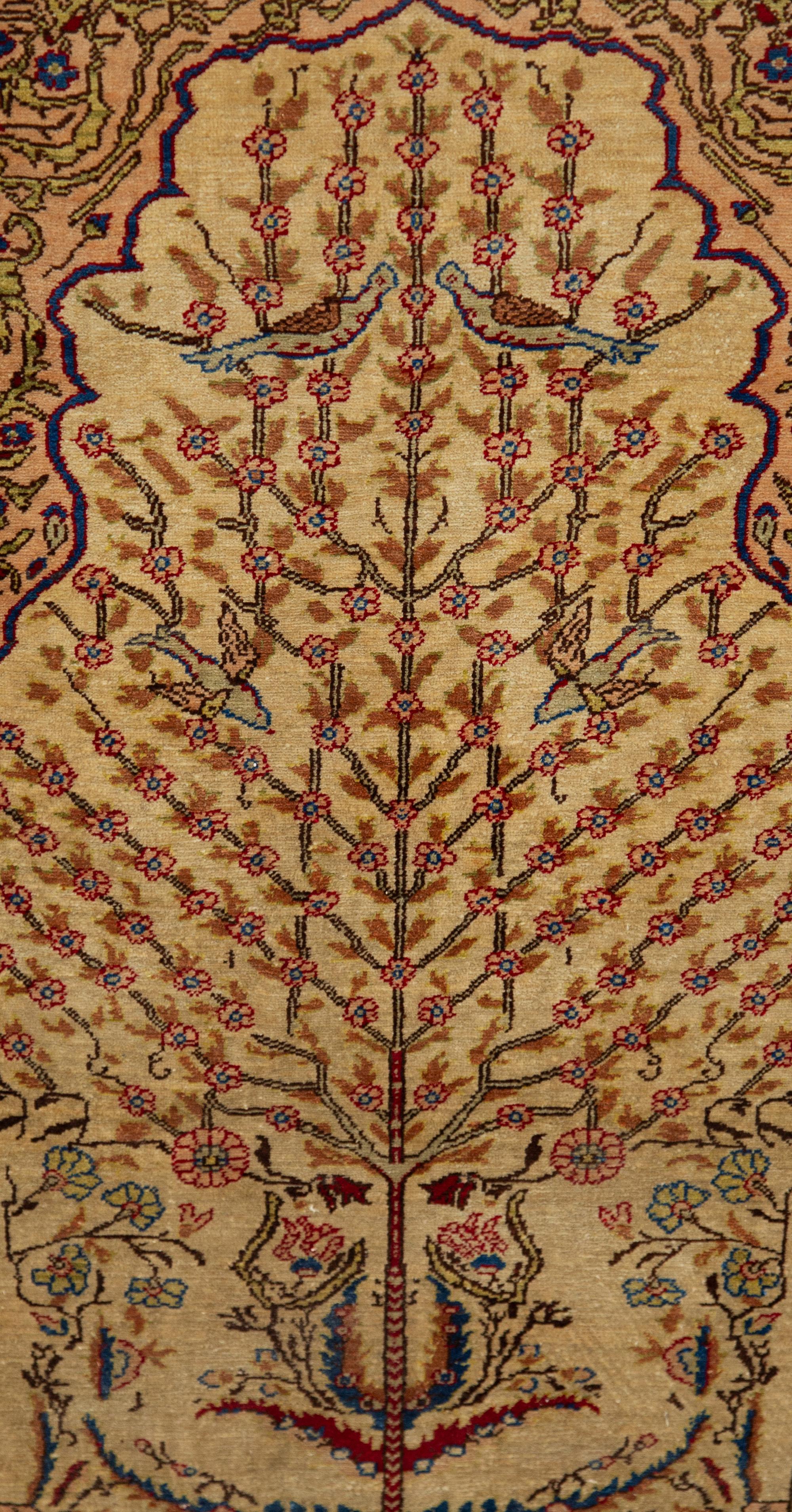 A Turkish Kayseri Silk Prayer Rug