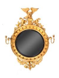 An American Federal Style Girandole Giltwood Mirror — CIRCA 1820
