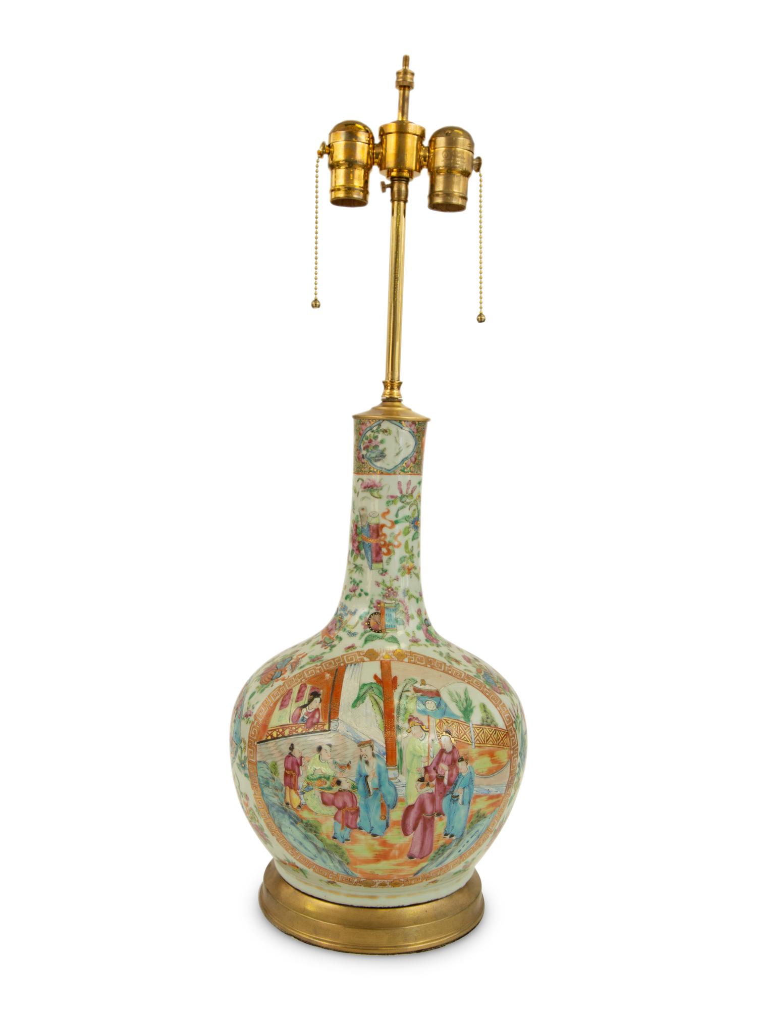 A Chinese Export Famille Rose Vase Mounted as a Lamp