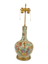 A Chinese Export Famille Rose Vase Mounted as a Lamp