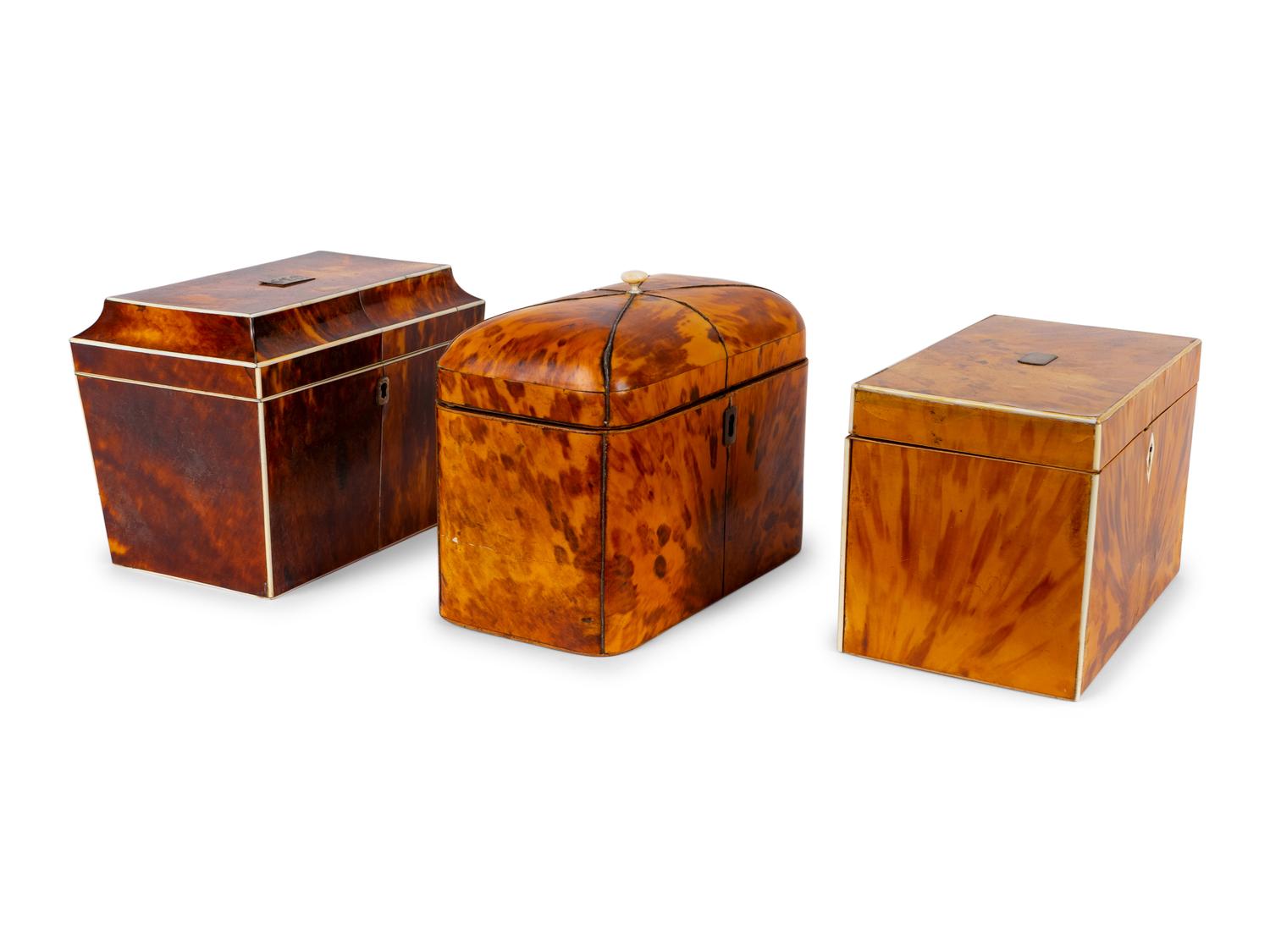 A Group of Three Tortoiseshell Tea Caddies — LATE 18TH/ EARLY19TH CENTURY
