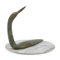 Soapstone Loon Sculpture, on Swivel Marble Base