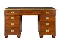 An English Brass Mounted Mahogany Campaign Desk