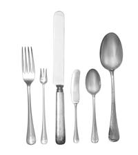 An American Silver-Plate Partial Dinner Service, Tiffany & Co., New York, NY, comprising: 4 butter knives 6 teaspoons 7 place spoons 9