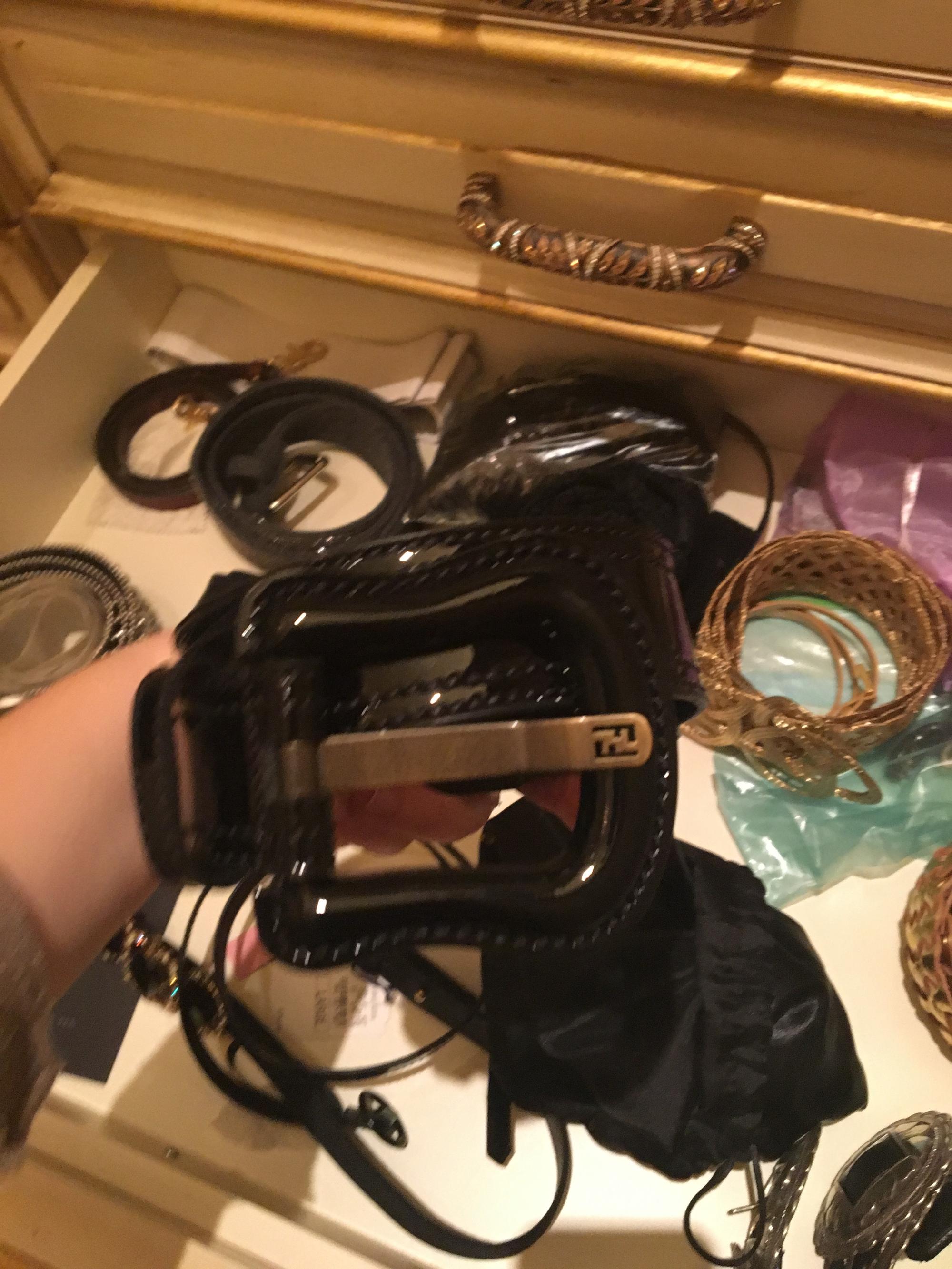 Fendi Patent Belt with Large Buckle, 1990-2000s