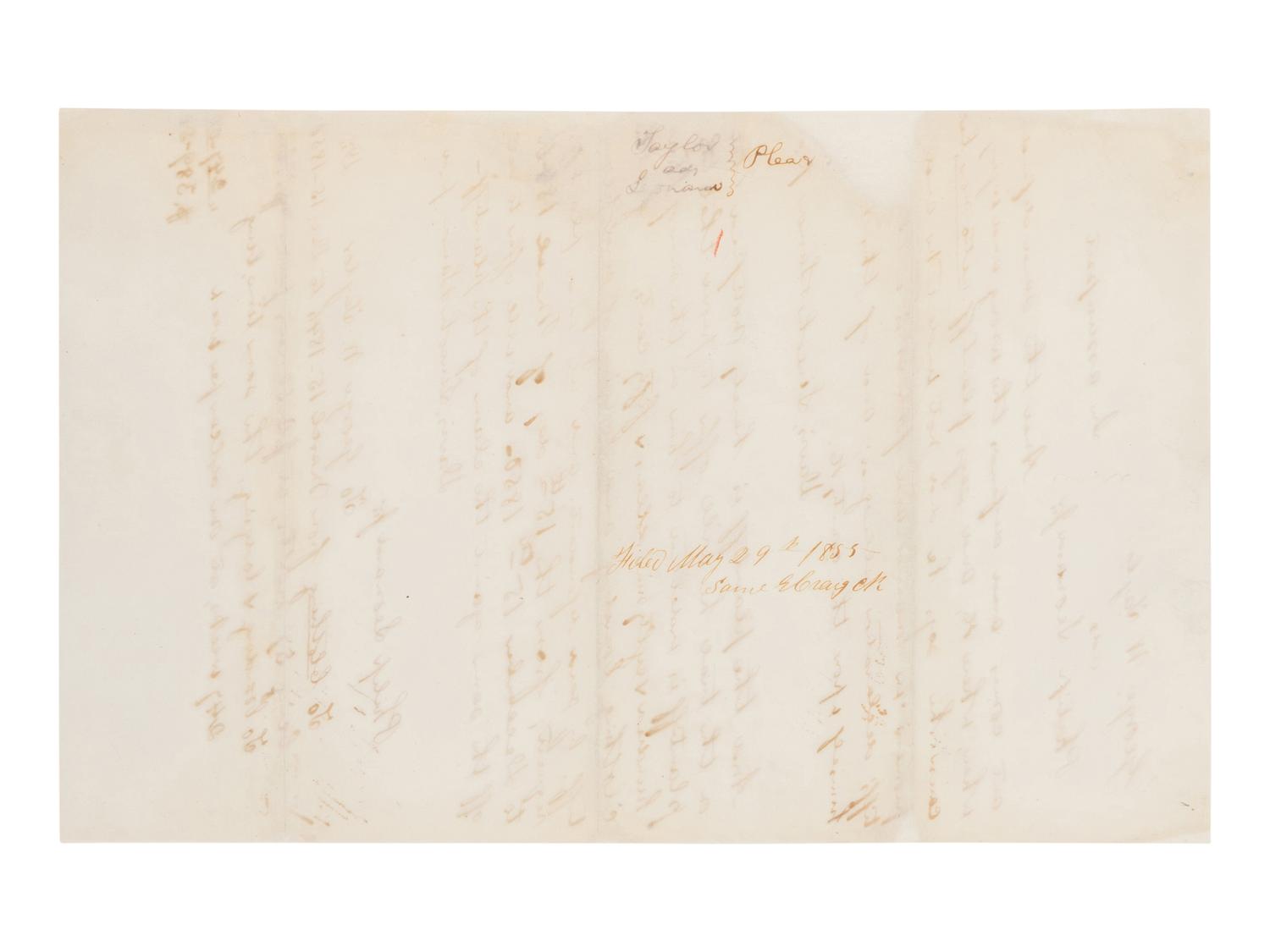 LINCOLN, Abraham (1809-1865). Autograph legal document signed ("Davis, Lincoln, Lamon"), [Springfield], [filed] 29 May 1855.